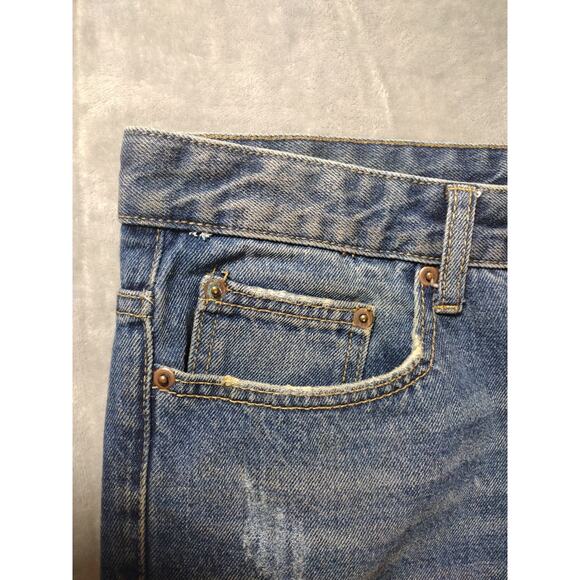 Streetwear Distressed Patch Work Mens 33×32 Straight Jeans By Forever 21 - Picture 5 of 11